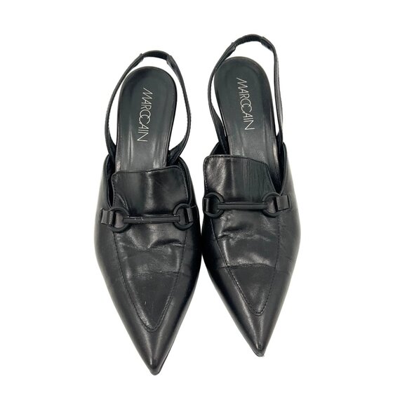 Marc Cain Shoes - Marc Cain Leather Ponty Toe Kitten Heel Slingback Shoes